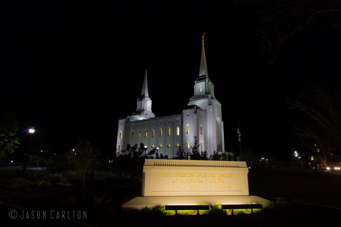 Night photo of the Brigham City Utah Temple
