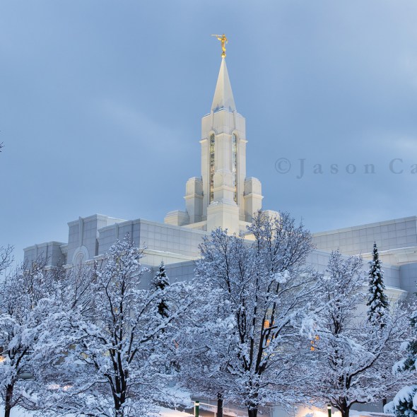 Bountiful Utah Temple winter snowfall